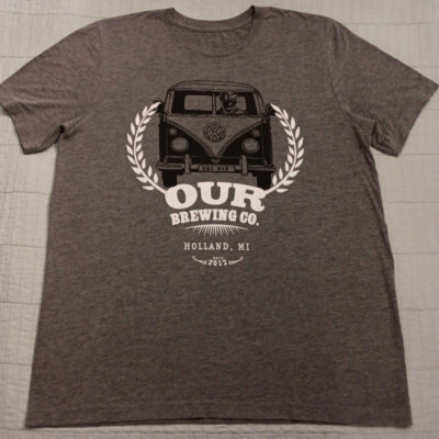 Men's Large Gray Our Brewing Co Dual Side Graphic Beer Collection T Shirt