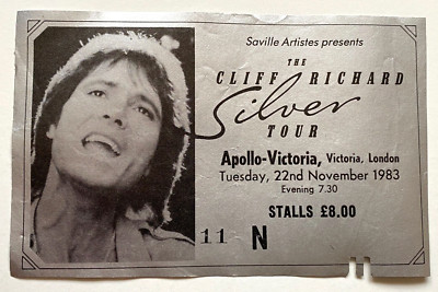 Cliff Richard Silver Tour Tue 22 Nov 1983 Apollo Victoria London Original Ticket