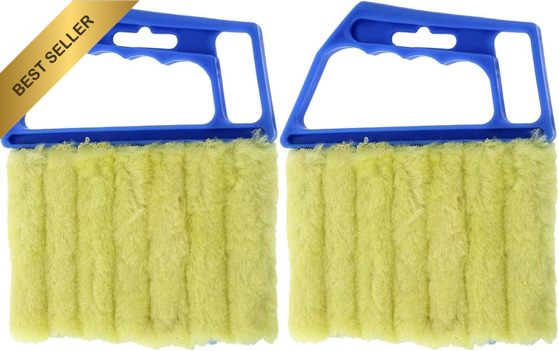 Window Blinds Duster 2 Pack 7 Finger Dusting Cleaner Tool Mini Hand-Held Blind B