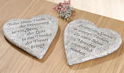 Gedenkherz Granit-Design flach mit Spruch - Gilde 