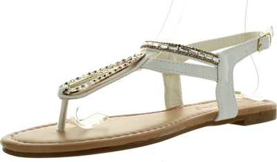 Sunny Day Glint-5 Womens T-Strap Beaded Slingback Ankle Strap Sandals
