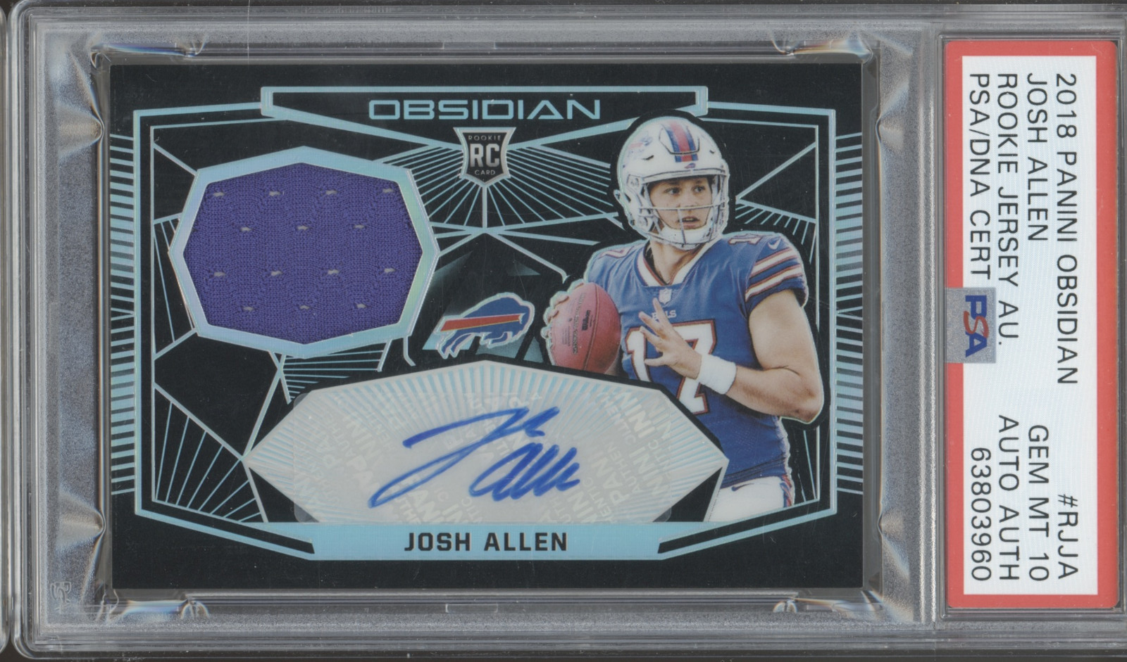 2018 Obsidian Rookie Jersey Josh Allen /100 RC Auto Autograph Gem Mint PSA 10