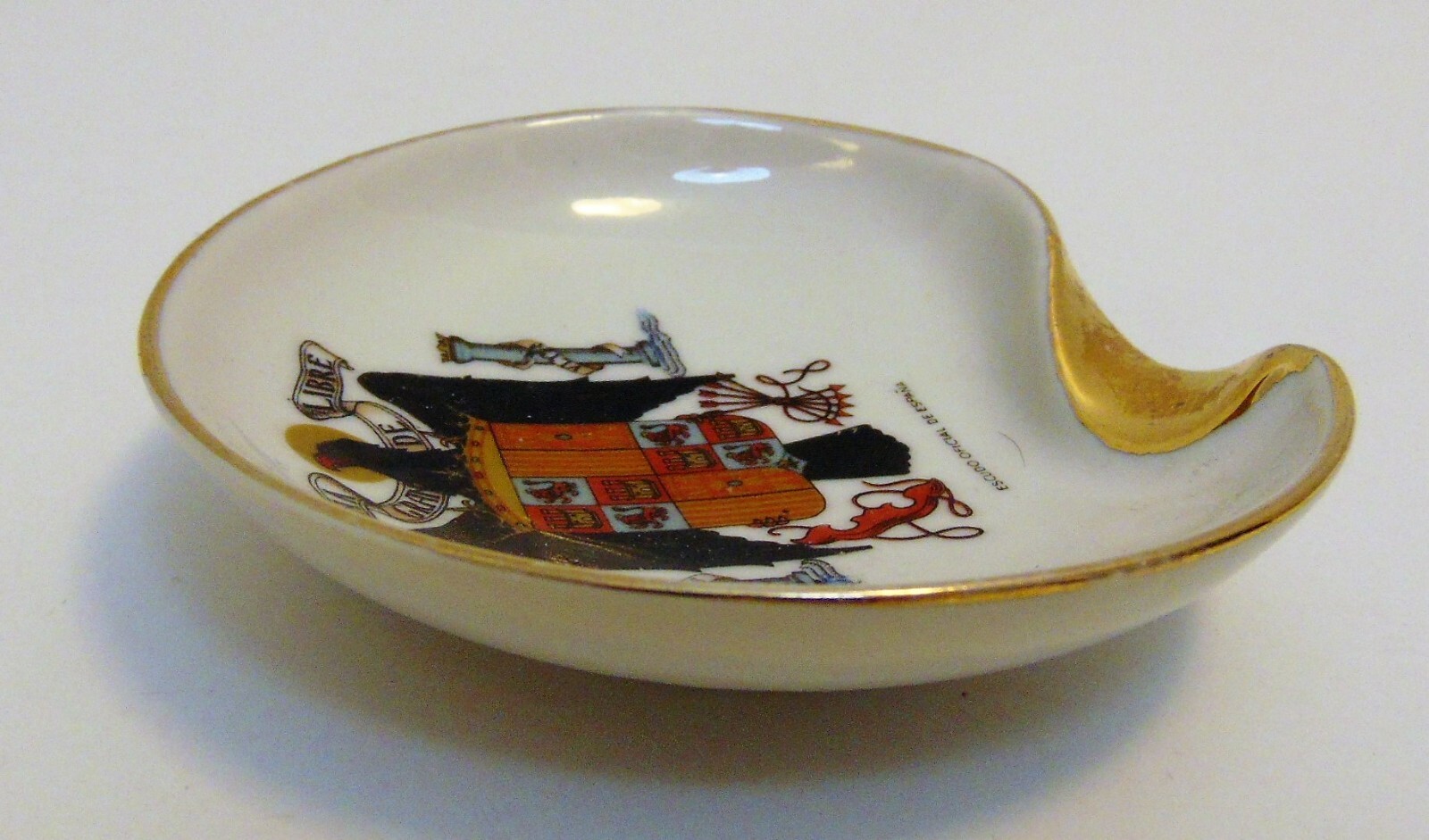 Vintage Porcelain Limoges Ashtray Escudo Oficial de Espana Eagle