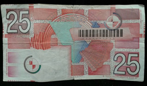 1989 NETHERLANDS 25 VIJFENTWINTIG GULDEN BANKNOTE