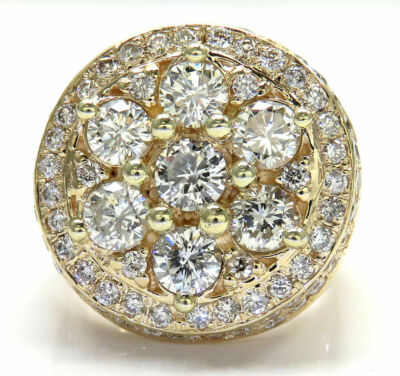 Pre-owned Nsg Mens Cubic Zirconia 4.5 Cts Fancy Pinky Ring 14k Yellow Gold Plated Silver