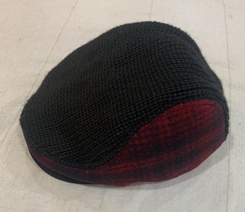 帽子 WOOL WASHED HUNTING - Black Woolrich Buffalo Plaid Flat Cap Hat Sz Small Plaid Black Red