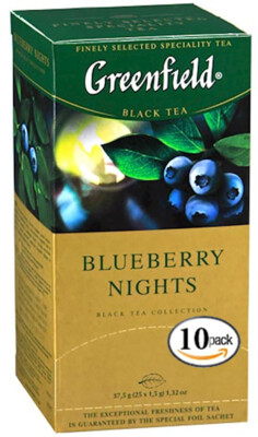 GREENFIELD BLUEBERRY NIGHTS BLACK 25 TEA BAGS X 10 BOXES