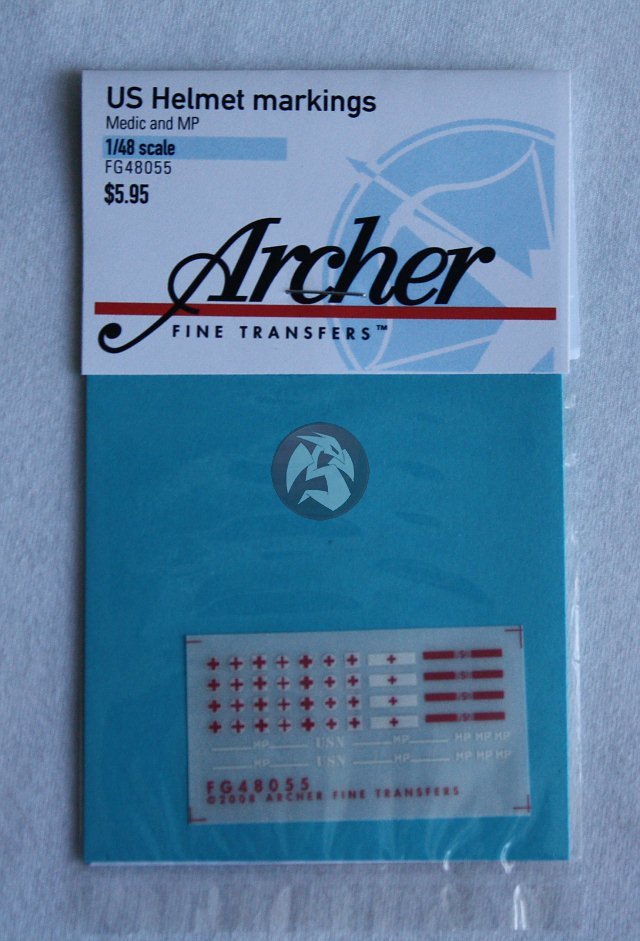 Archer 1/48 US M1 Helmet Insignias and Markings (Medic, MP and USN) FG48055
