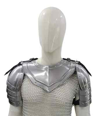 Medieval Gorget Set Pouldron Armor Shoulder Pair 18 Gauge Mild Steel Armor Handm