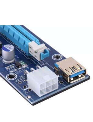  6 Pack PCI-E 1x to 16x Powered USB3.0 GPU Riser Extender Adapter Card VER 009s