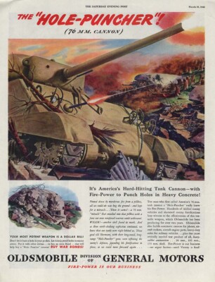 The 76mm Hole Puncher Cannon tank gun Olsdmobile ad 1945 SEP