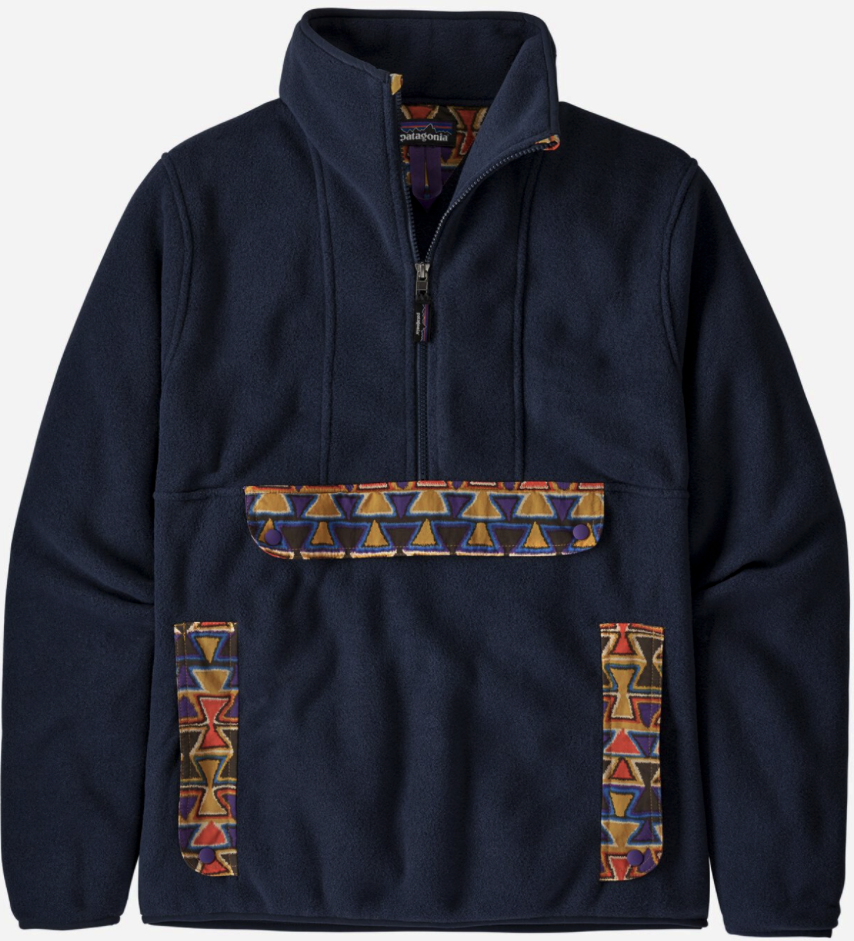 Pre-owned Patagonia Synchilla Anorak Navy Aztec Red Yellow Cagoule Fleece Pullover - M