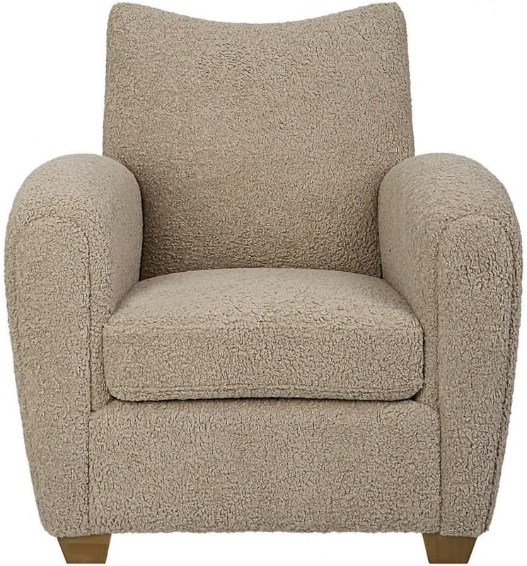 Teddy Farmhouse Wood and Fabric Accent Chair in Brown