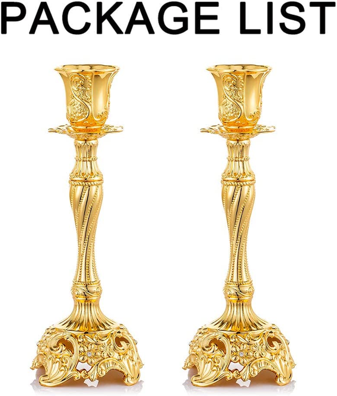 Sziqiqi Gold Candlestick Holders Set of 2 Taper Candle Holders Deluxe Ornate ...