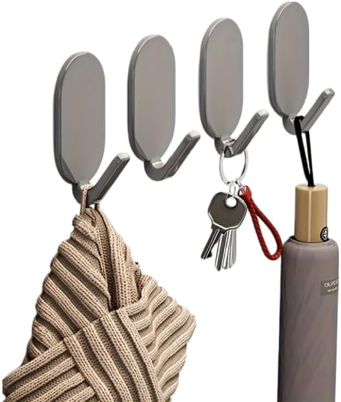5PCS Strong Adhesive Hooks, No Drilling Wall Hooks Stainless Steel Waterproof, H