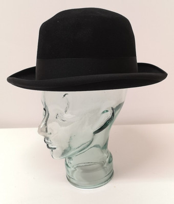 Noir Homburg Churchill Style Chapeau Par Battesby (Diplomate) Taille 58cm 7 1/4