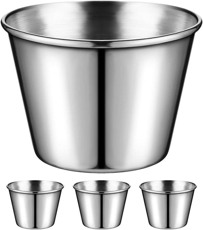 4Pcs Metal Sauce Cups 60Ml Ramekins Stainless Steel Dipping Condiment Container
