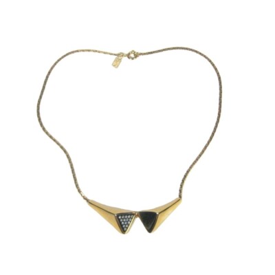 Vintage Emmons Choker Necklace Bib Jens Von Edler Polished Goldtone Statement