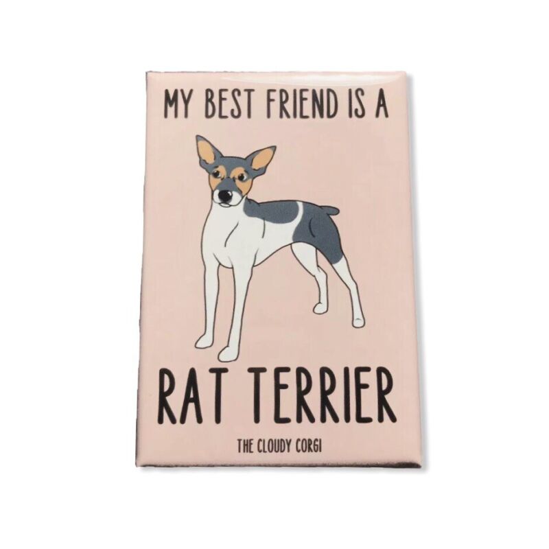Rat Terrier Dog Magnet Best Friend Cartoon Art Handmade Gifts and Home Decor