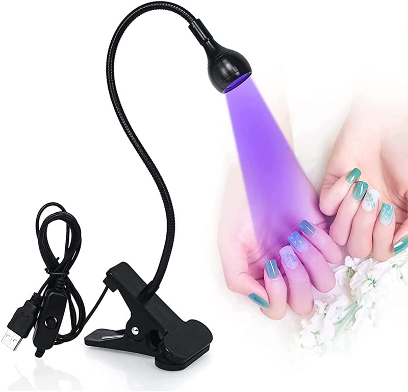 Mini UV Light for Gel Nails LED Curing Lamp with Flexible Gooseneck & Clamp 3W P