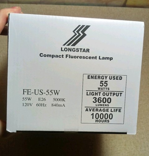 New Longstar Compact Daylight Full Spectrum 5000K 55W Fluorescent Light Bulb