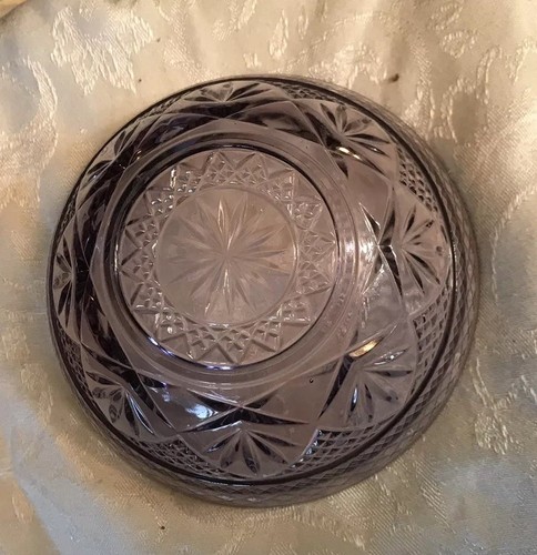 Rare Purple Vintage  small  crystal cut glass dessert bowl with Star Pattern
