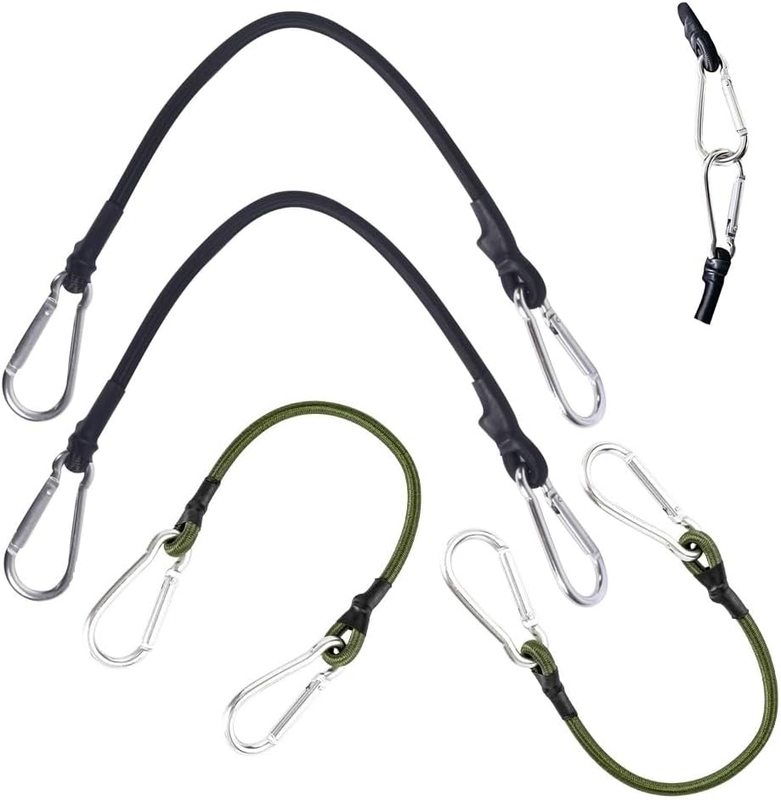 4 Pack Bungee Cord with Aluminum Alloy Hook, Bungee Cords with Carabiner Hooks 2