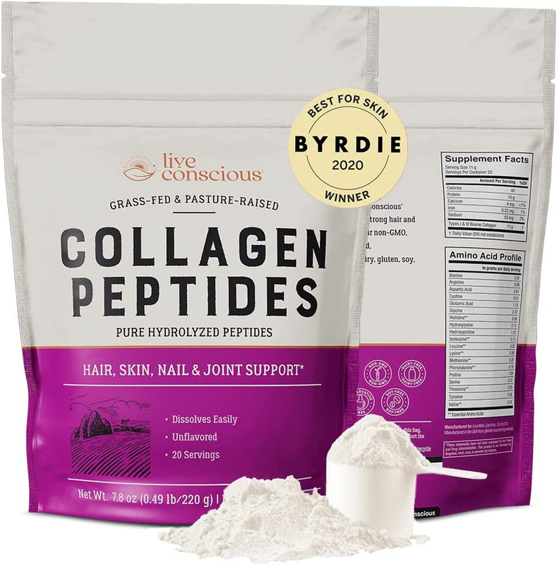 Collagen Powder by Live Conscious | Hydrolyzed Collagen Peptides Type I & III |