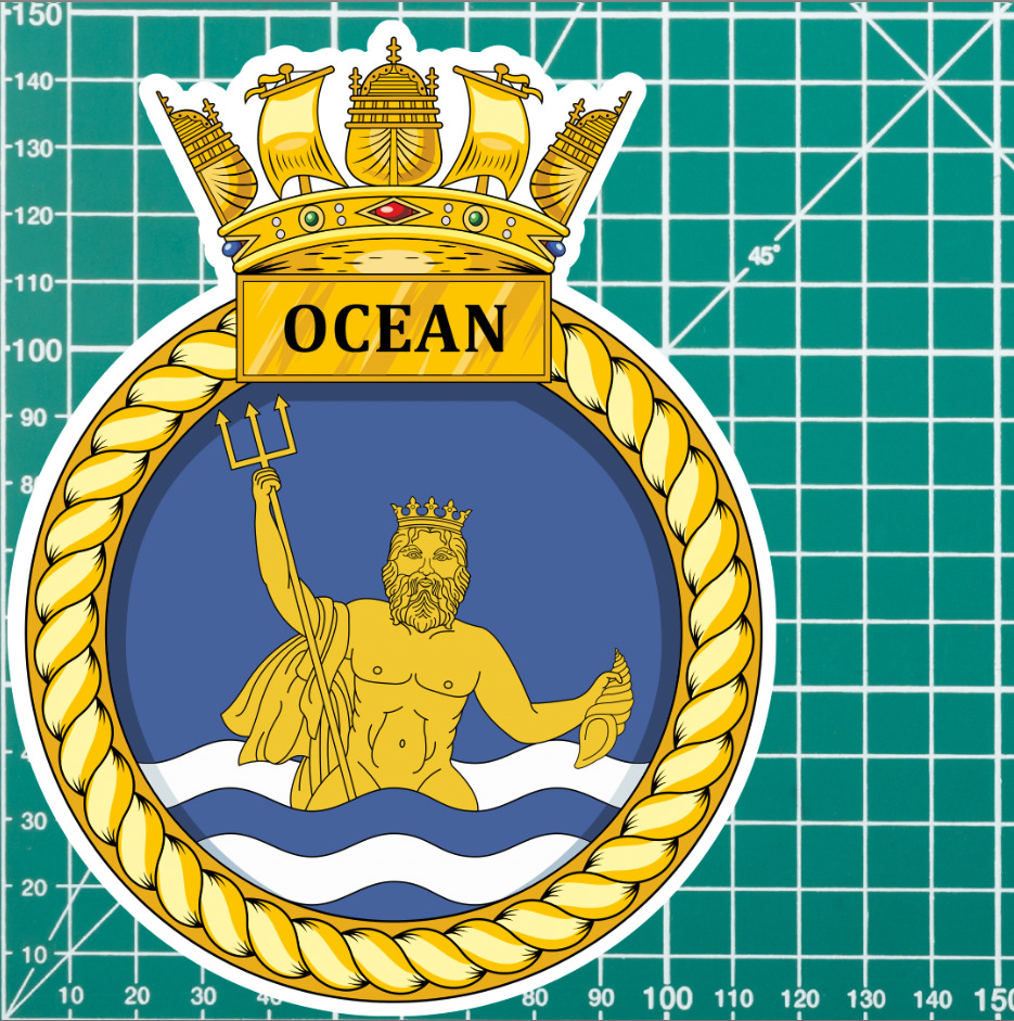 Royal Navy HMS Ocean Waterproof Vinyl Sticker - Multiple Sizes - Picture 6 of 9