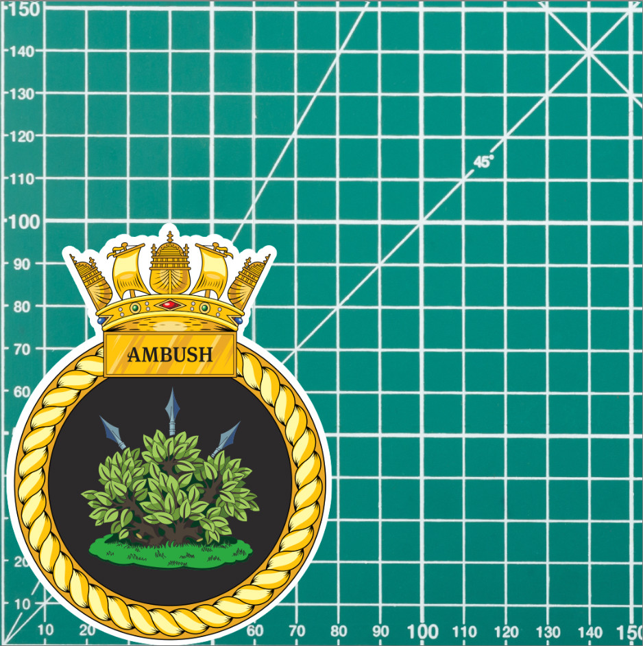 Royal Navy HMS Ambush Waterproof Vinyl Sticker - Multiple Sizes - Picture 5 of 9