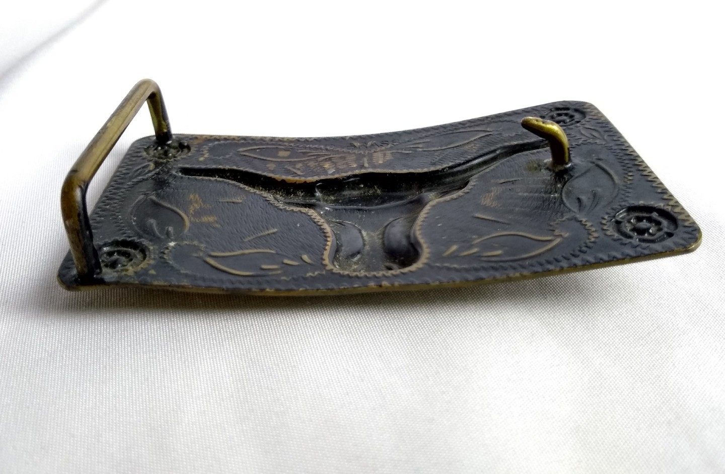 Vtg Men's Women's Western Belt Buckle Rugged Cowboy Bull Head Cattle Cow Brass