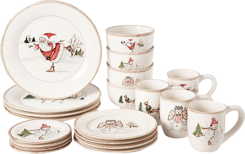 &ndash; 20-piece Christmas-themed Earthenware Di