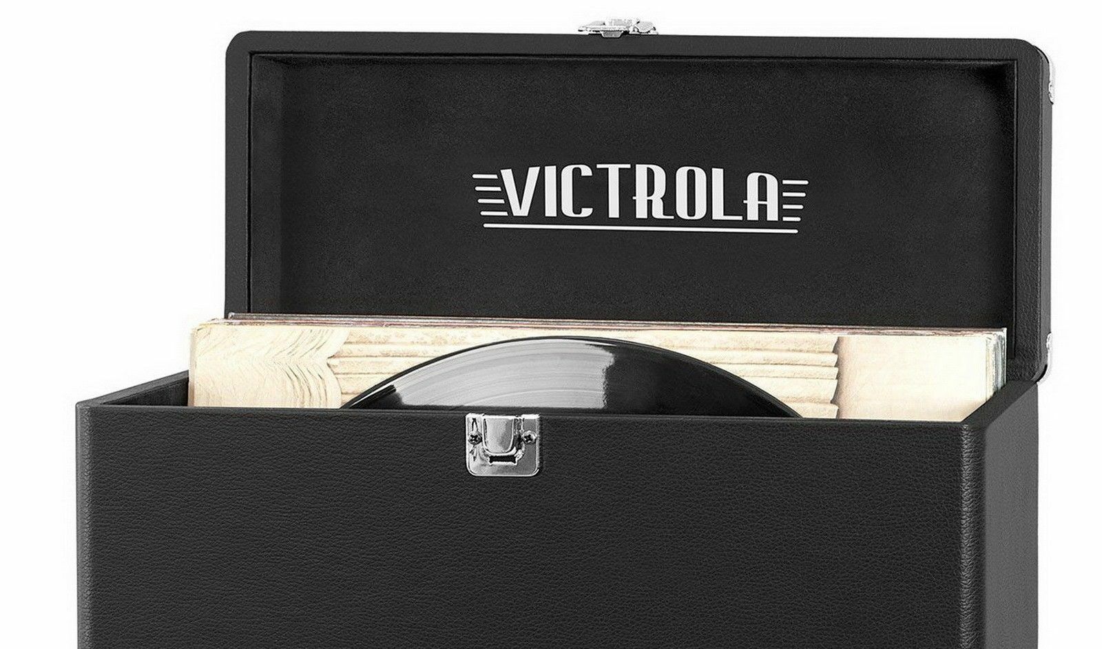 Victrola Vinyl Record Album Storage Carrying Case 30+ Vintage Black