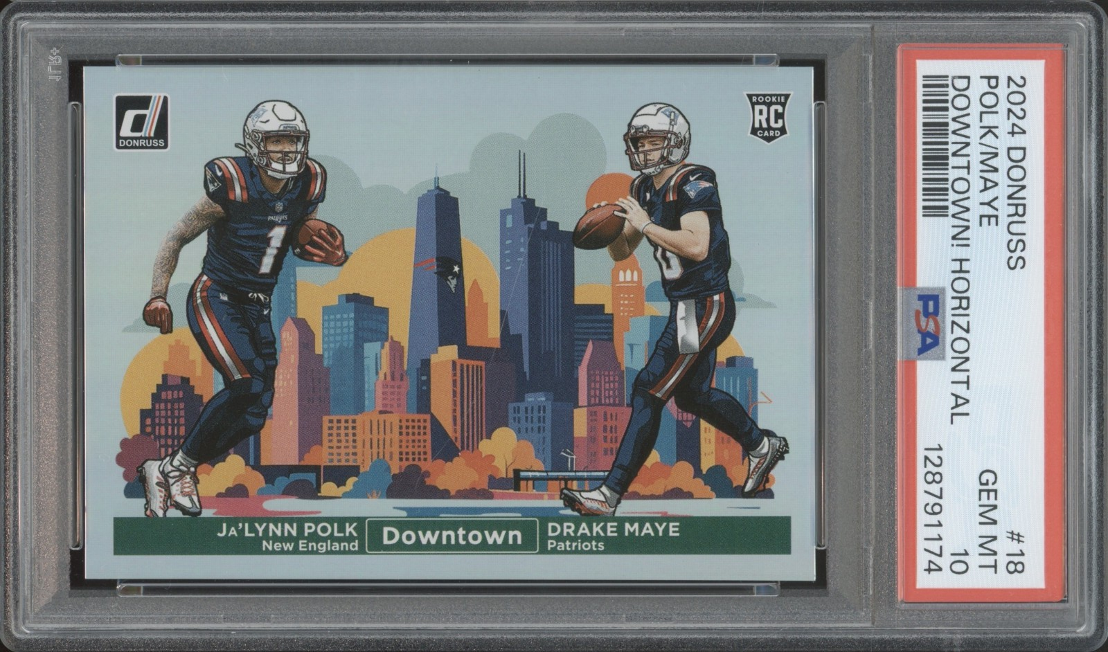 2024 Panini Donruss Downtown Ja'Lynn Polk Drake Maye RC Case Hit Gem Mint PSA 10