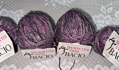 TRENDSETTER BACIO Yarn Purple Mix Metallic looking All same # Lot of 4 Estate