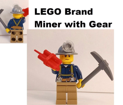 LEGO Power Miner Sweating Face Pickaxe FREE DYNAMITE Gold Mining Lighted Helmet