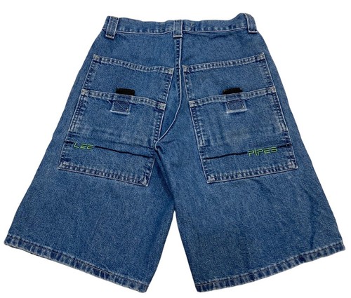 Y2K Vintage Lee Pipes Denim Shorts Embroidered Baggy Wide