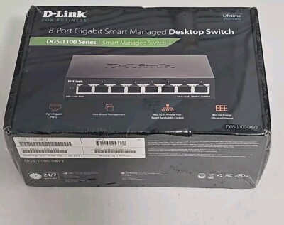 D-Link DGS-1100-08V2 8-Port Smart Managed Desktop Switch 8GbE Ports L2, VLANs