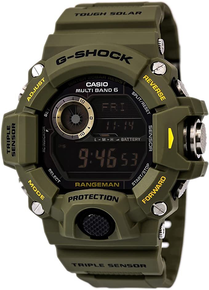 Pre-owned Casio G-shock Rangeman Solar Powered Shock Resistant Men's Watch - Green