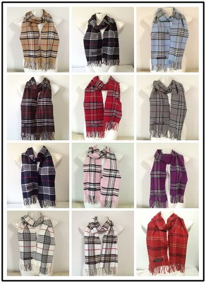 100 CASHMERE SCARF MADE IN SCOTLAND PLAID DESIGN SUPER SOFT UNISEX