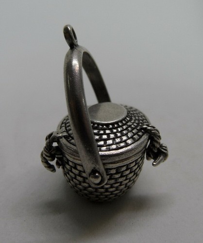 Vintage Sunwest Mexico Sterling Silver Nantucket Basket Lid Necklace Pendant 10g