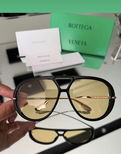 Pre-owned Bottega Veneta Bv 1273s 003 Black Gold Limited Edition Earrings Sunglasses In Yellow
