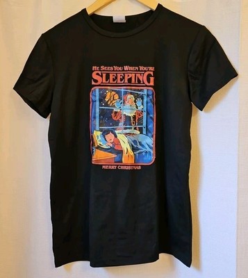 Sunny '' He Sees You When Your Sleeping'' Merry Christmas Adult Tshirt Size S G303