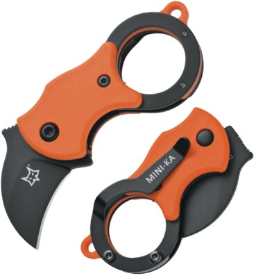 Fox Mini-Ka Linerlock Folding Knife 1'' 420 Stainless Blade Orange FRN Handle