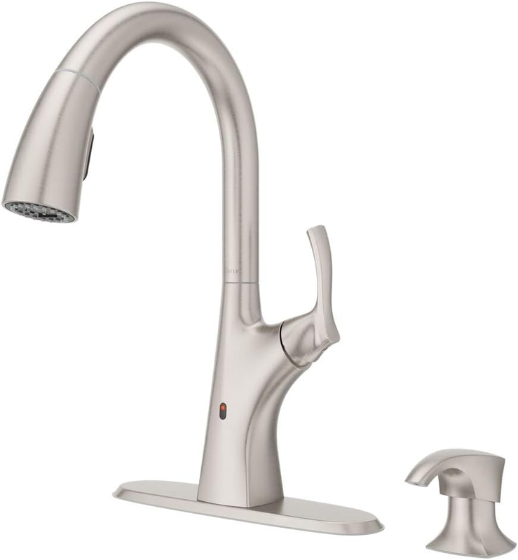 Masey Touchless Kitchen Faucet with Pull down Sprayer and Soap Dispenser, Single