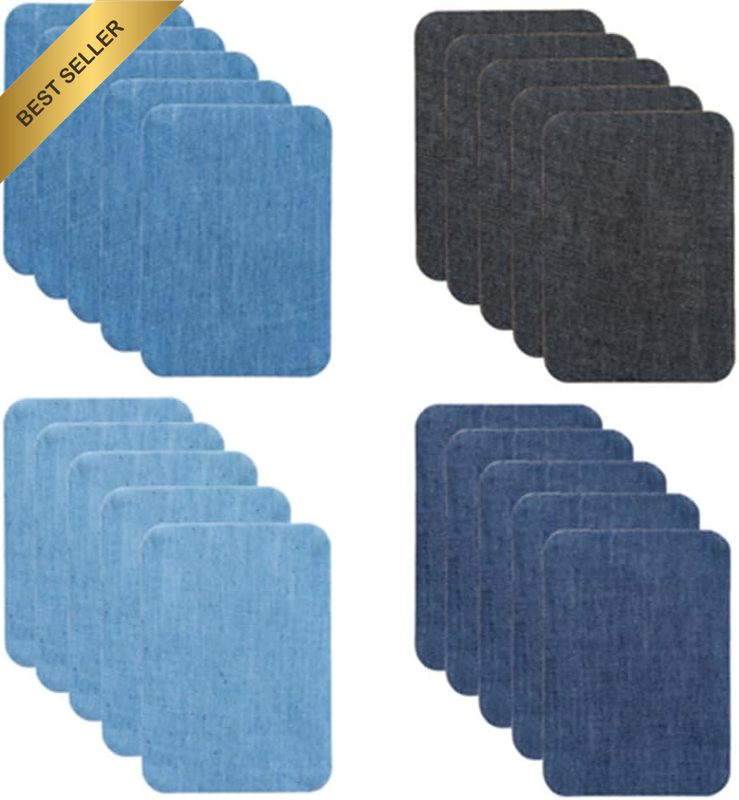 Iron on Patches,  20 Pieces Jeans Denim Patches, Premium Quality Denim Iron-On J