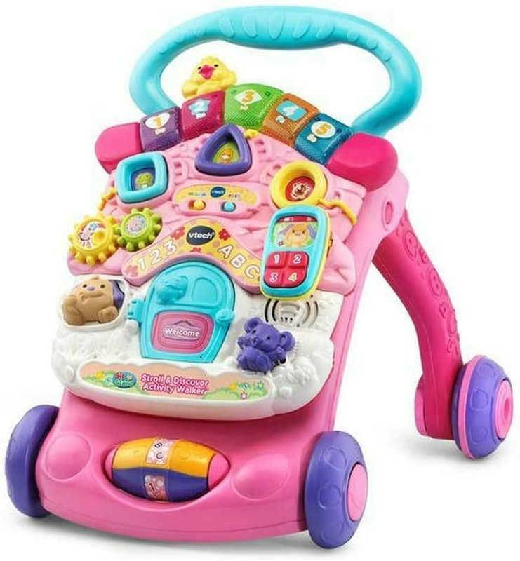 VTech Baby First Steps Walker Pink 2 In 1 Activity Centre Push Along Toy