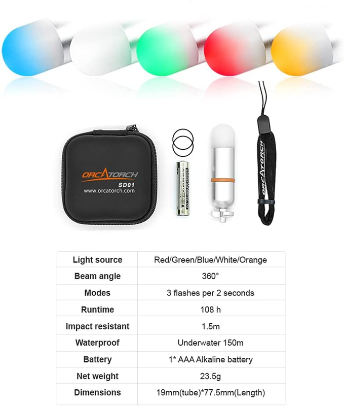 SD01 Mini Glow Tank, Scuba Dive Strobe Beacon Diving Signal Light Nig