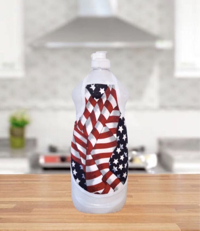 American Flag Kitchen Decor Dish Soap Bottle Apron - fits 25 oz.