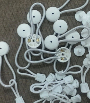10 WHITE Bungee Shock Cord Clip Loops STAYPUT Boat Truck Tarp w/ pull cord tabs